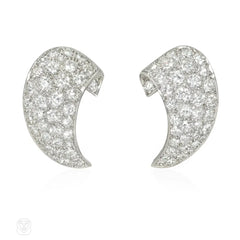 Retro diamond crescent earrings