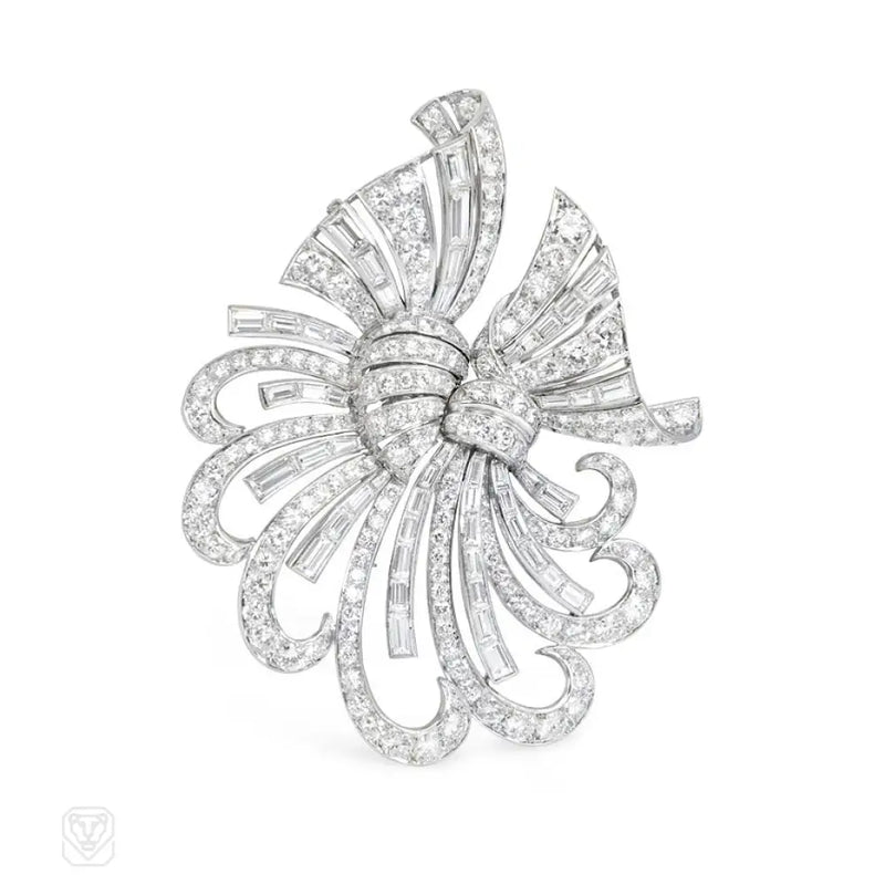 Retro Diamond Double Clip Spray Brooch