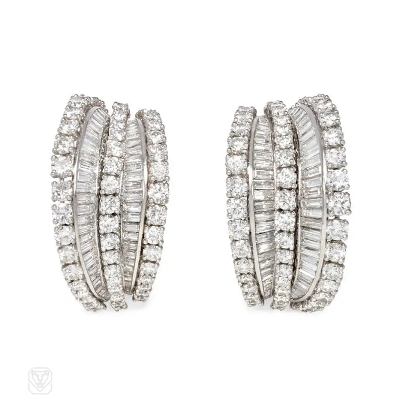 Retro Diamond Hoop Earrings. Tiffany