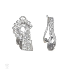 Retro diamond scroll earrings