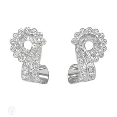 Retro diamond scroll earrings