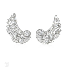 Retro diamond wing earrings with removable pendants