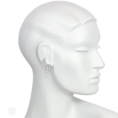 Retro diamond wing earrings with removable pendants