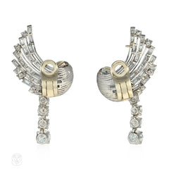Retro diamond wing earrings with removable pendants