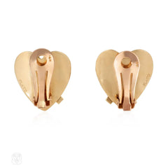 Retro Flato ruby and gold heart earrings