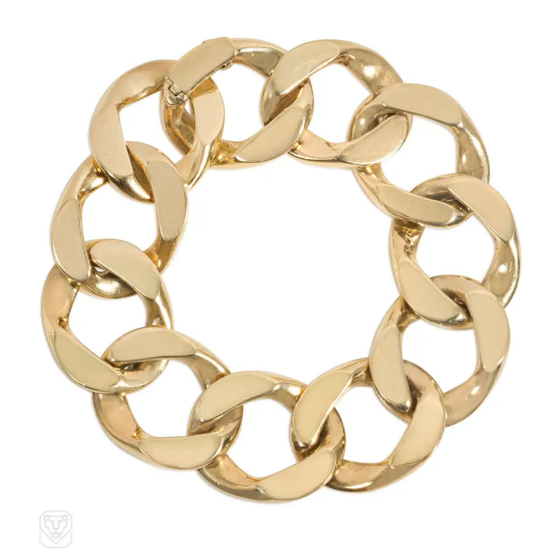 Retro 14k gold flattened curblink bracelet
