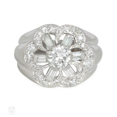 Retro French diamond cluster ring