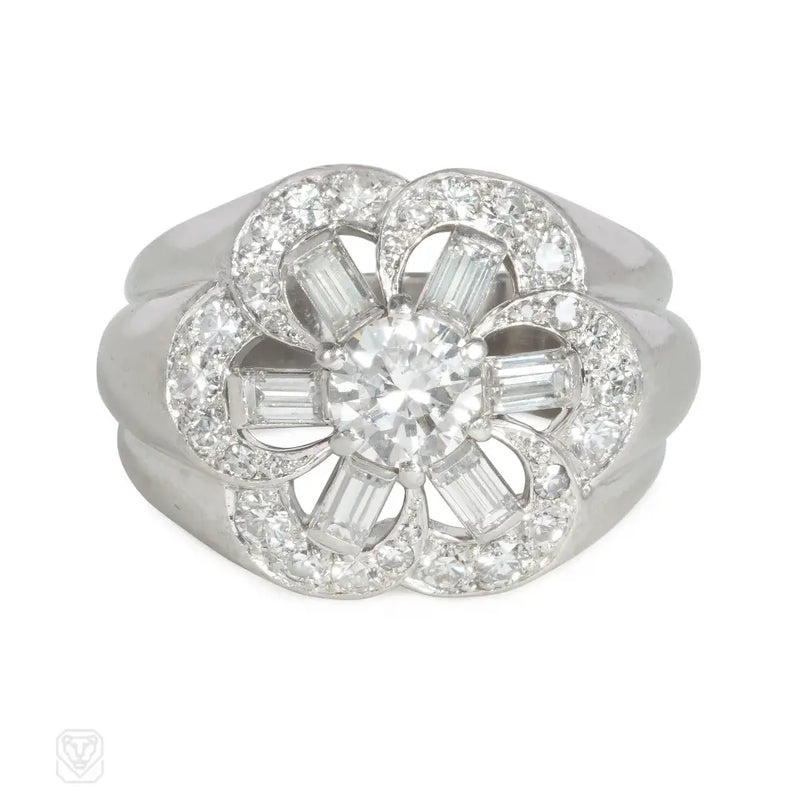 Retro French Diamond Cluster Ring