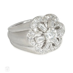 Retro French diamond cluster ring