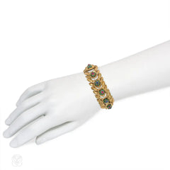 Retro French gold and multigem flower bracelet