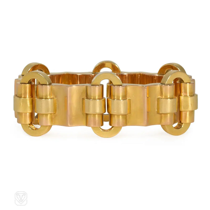 Retro French Gold Geometric Tank Bracelet