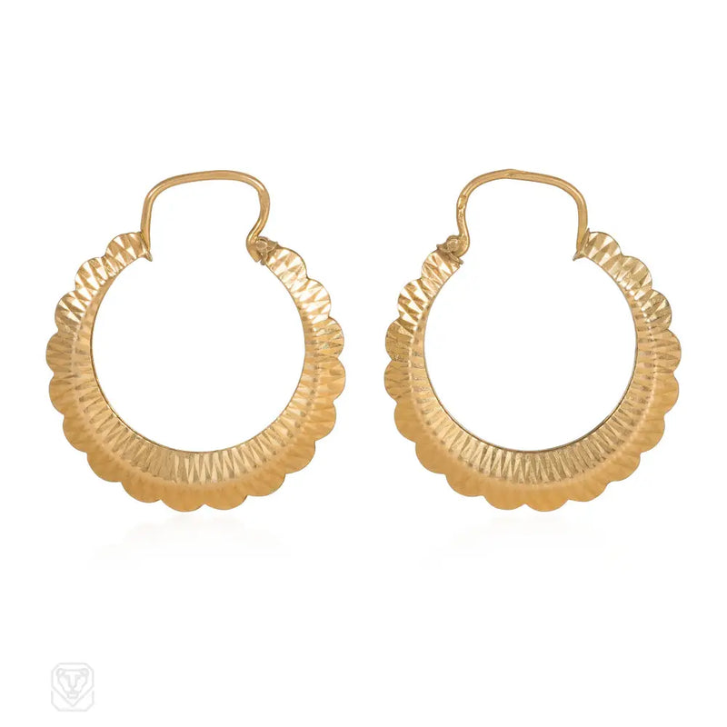 Retro French Gold Hoop Earrings