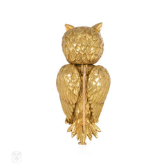 Retro French gold owl brooch