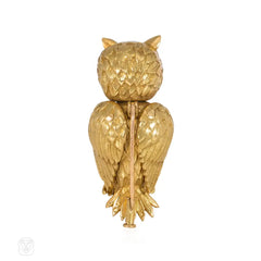 Retro French gold owl brooch