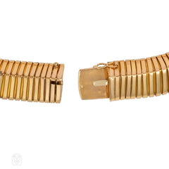 Retro French gold pyramidal tubogas necklace