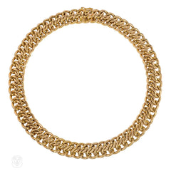 Retro French gold woven link necklace