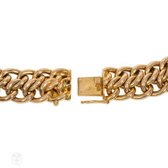 Retro French gold woven link necklace