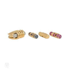 Retro French interchangeable gem-set ring
