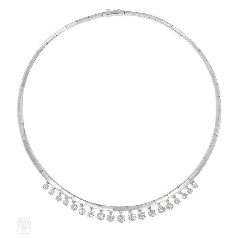 Retro French Old Mine Diamond Fringe Collar