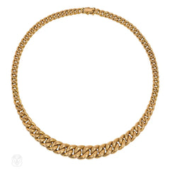 Retro French reversible gold curblink necklace