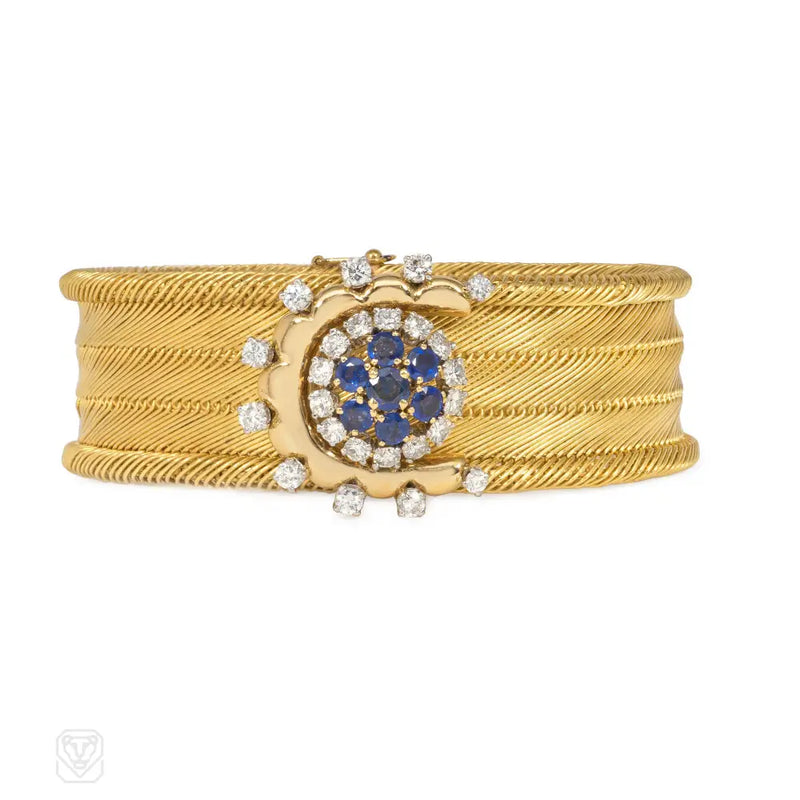 Retro French Sapphire And Diamond Button Bracelet