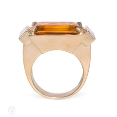 Retro gold and citrine cocktail ring