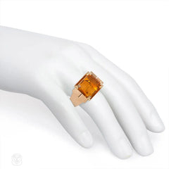 Retro gold and citrine cocktail ring