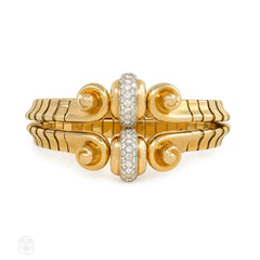 Retro gold and diamond bracelet, Mauboussin