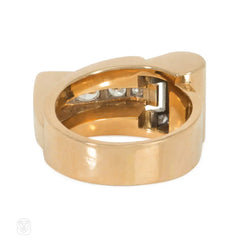 Retro gold and diamond buckle ring