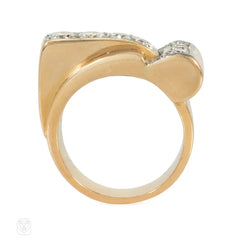 Retro gold and diamond buckle ring