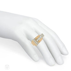 Retro gold and diamond buckle ring