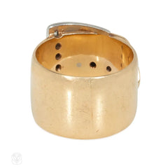 Retro gold and diamond buckle ring