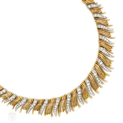 Retro gold and diamond fringe necklace, Boucheron