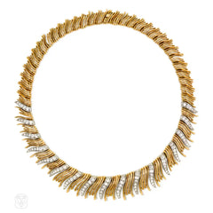 Retro gold and diamond fringe necklace, Boucheron