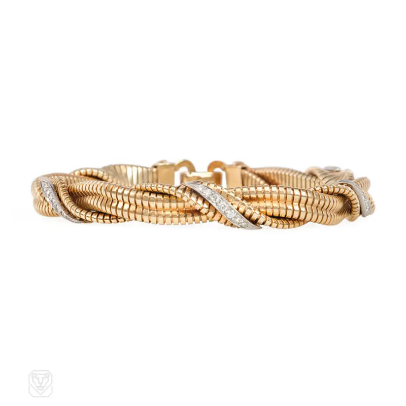 Retro Gold And Diamond Gaspipe Bracelet Tiffany