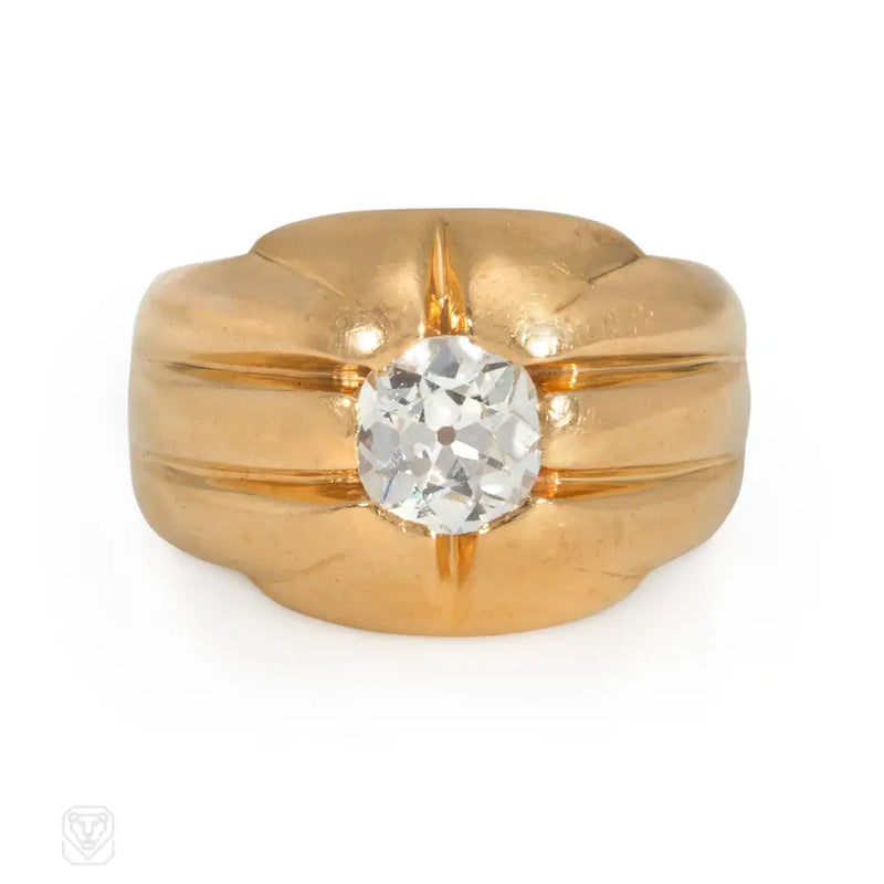 Retro Gold And Diamond Gypsy Ring