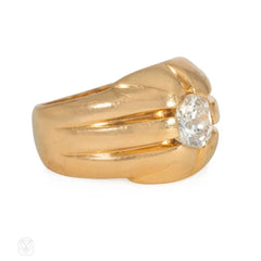 Retro gold and diamond gypsy ring