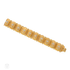 Retro gold and diamond scalloped bracelet