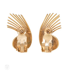 Retro gold and diamond spoke earrings