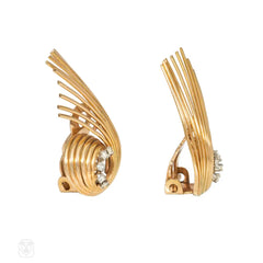 Retro gold and diamond spoke earrings