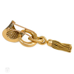 Retro gold and diamond tassel brooch, Boucheron