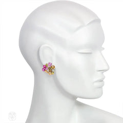 Retro gold and gemset earrings