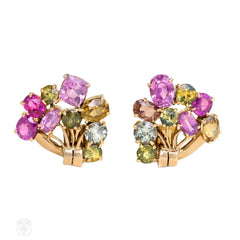Retro gold and gemset earrings