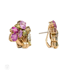 Retro gold and gemset earrings
