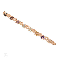 Retro gold and multi-gem bracelet