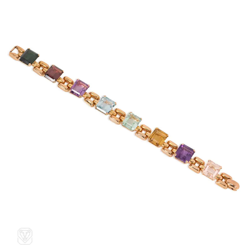 Retro Gold And Multi - Gem Bracelet