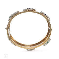 Retro gold and multi-gemstone charm cuff bracelet