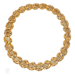 Retro gold and sapphire wave bracelets convertible to necklace