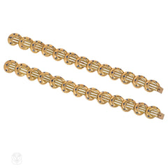 Retro gold and sapphire wave bracelets convertible to necklace