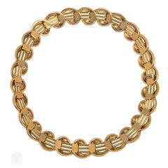 Retro gold and sapphire wave bracelets convertible to necklace